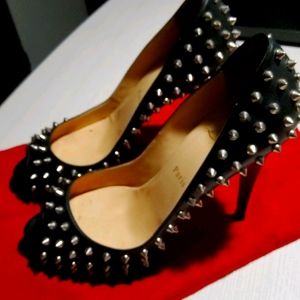 Louboutin peep toe spiked heels